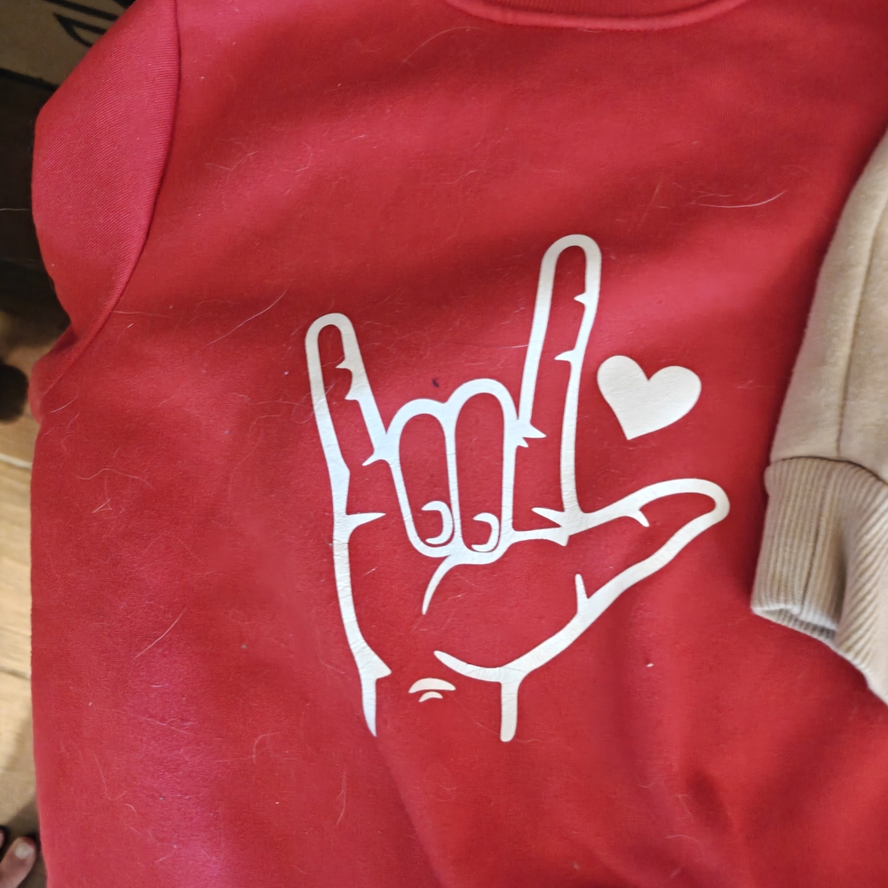 Red Kids Shirt with Hand Sign Graphic